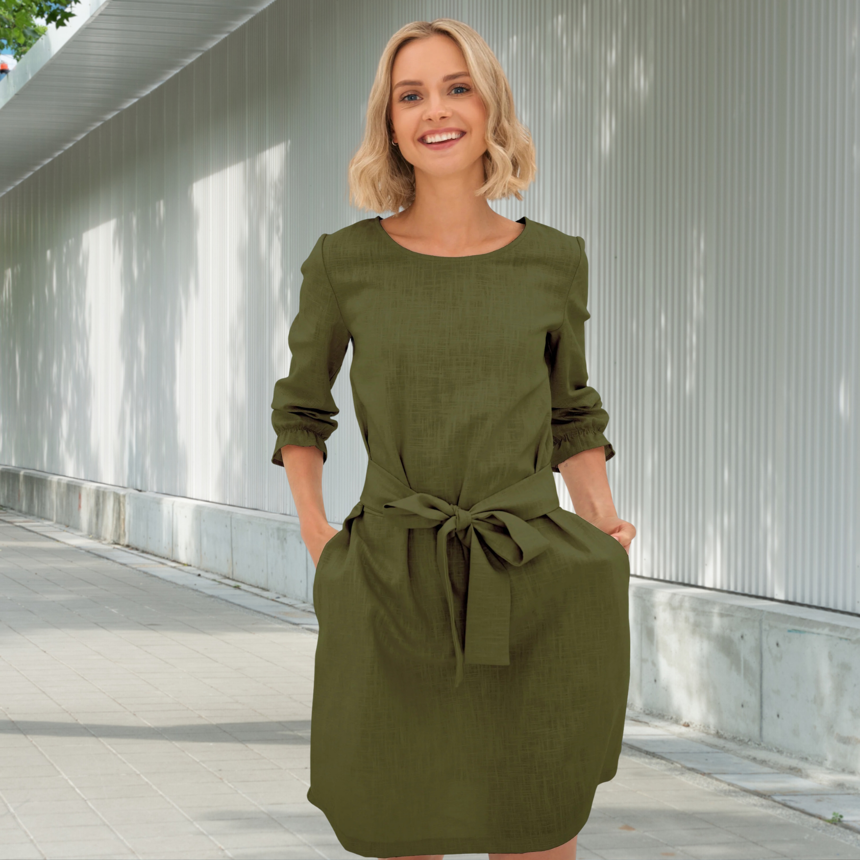 Duglam® Sierra Linen‑Blend Midi Dress