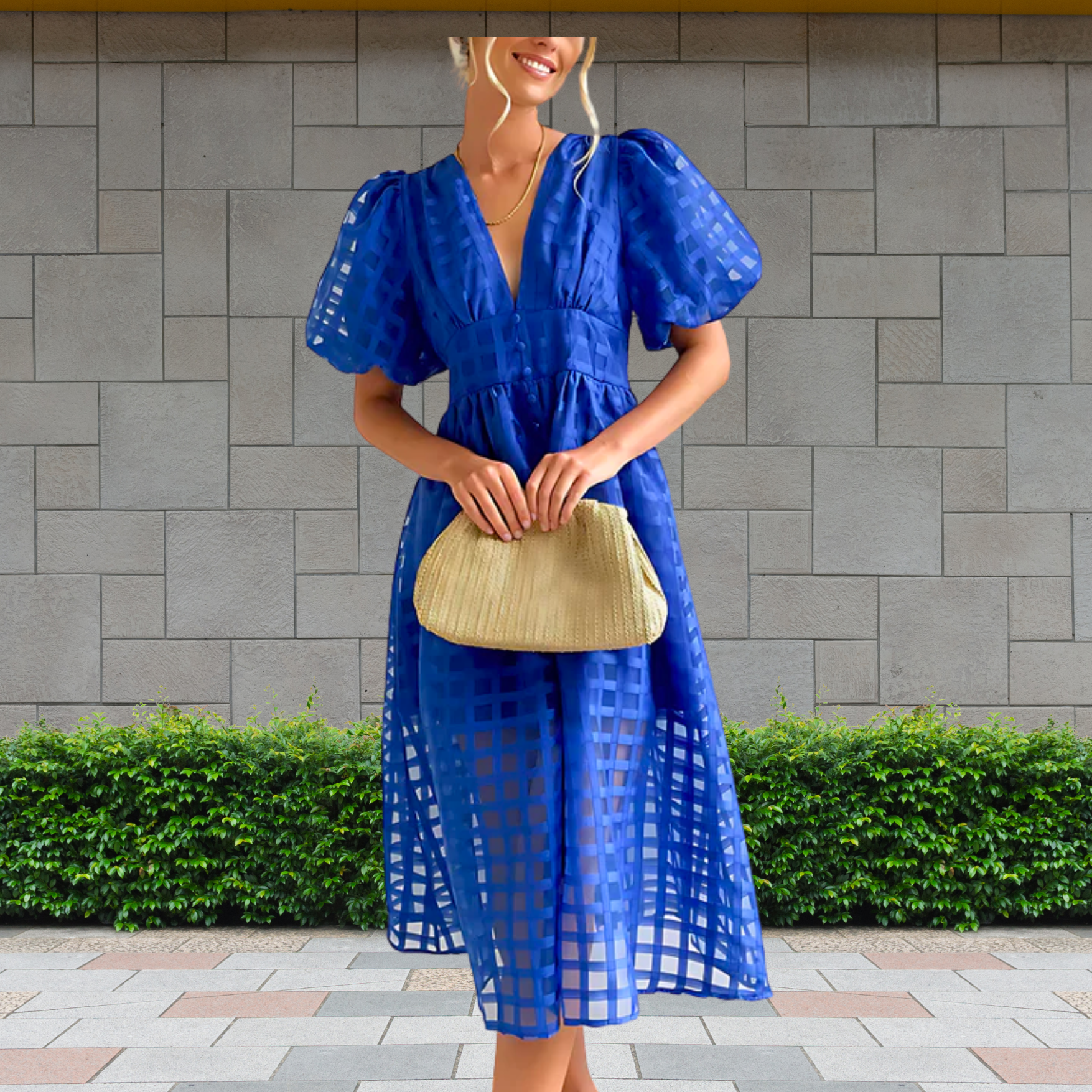 Duglam® Elara Linen‑Blend Midi Dress