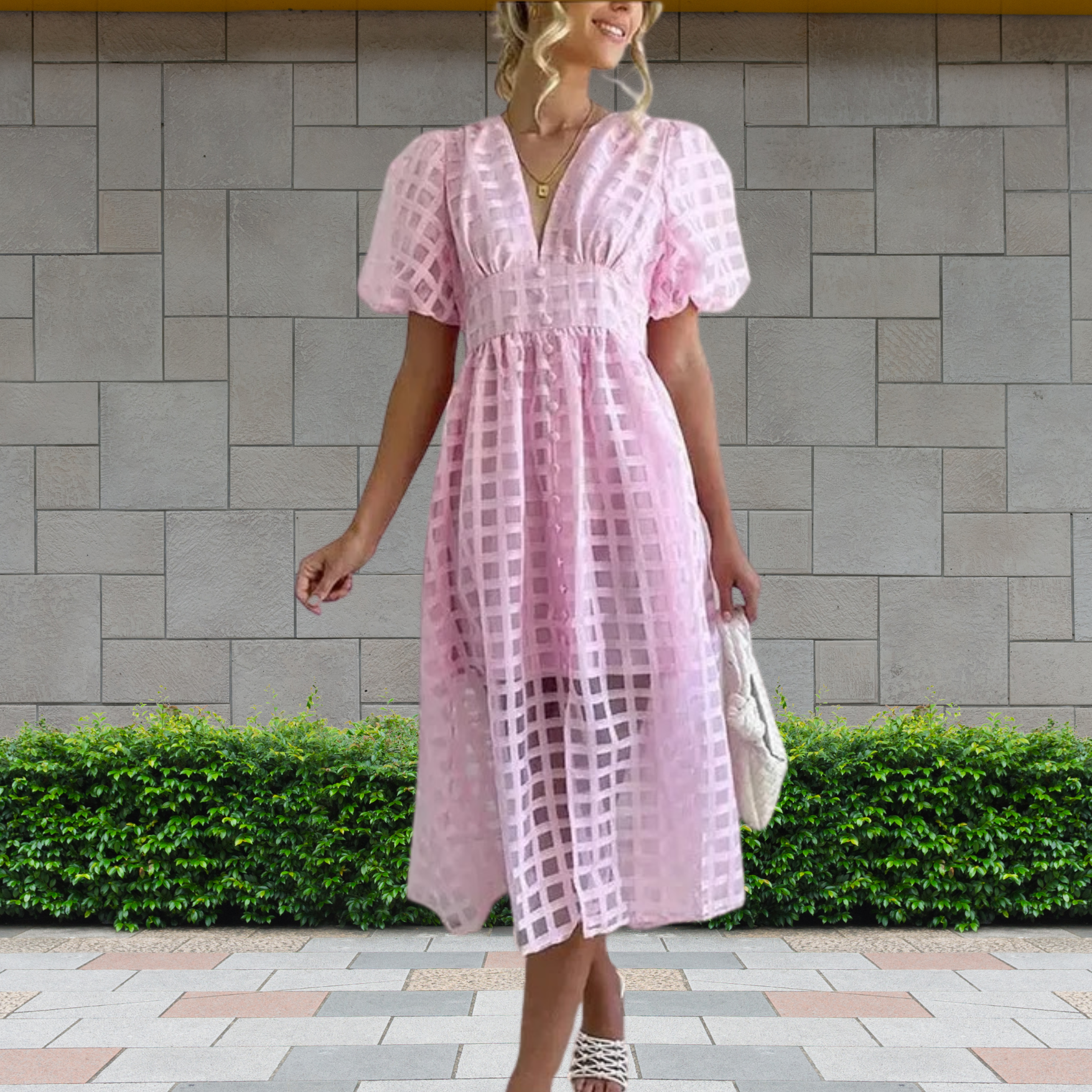 Duglam® Elara Linen‑Blend Midi Dress