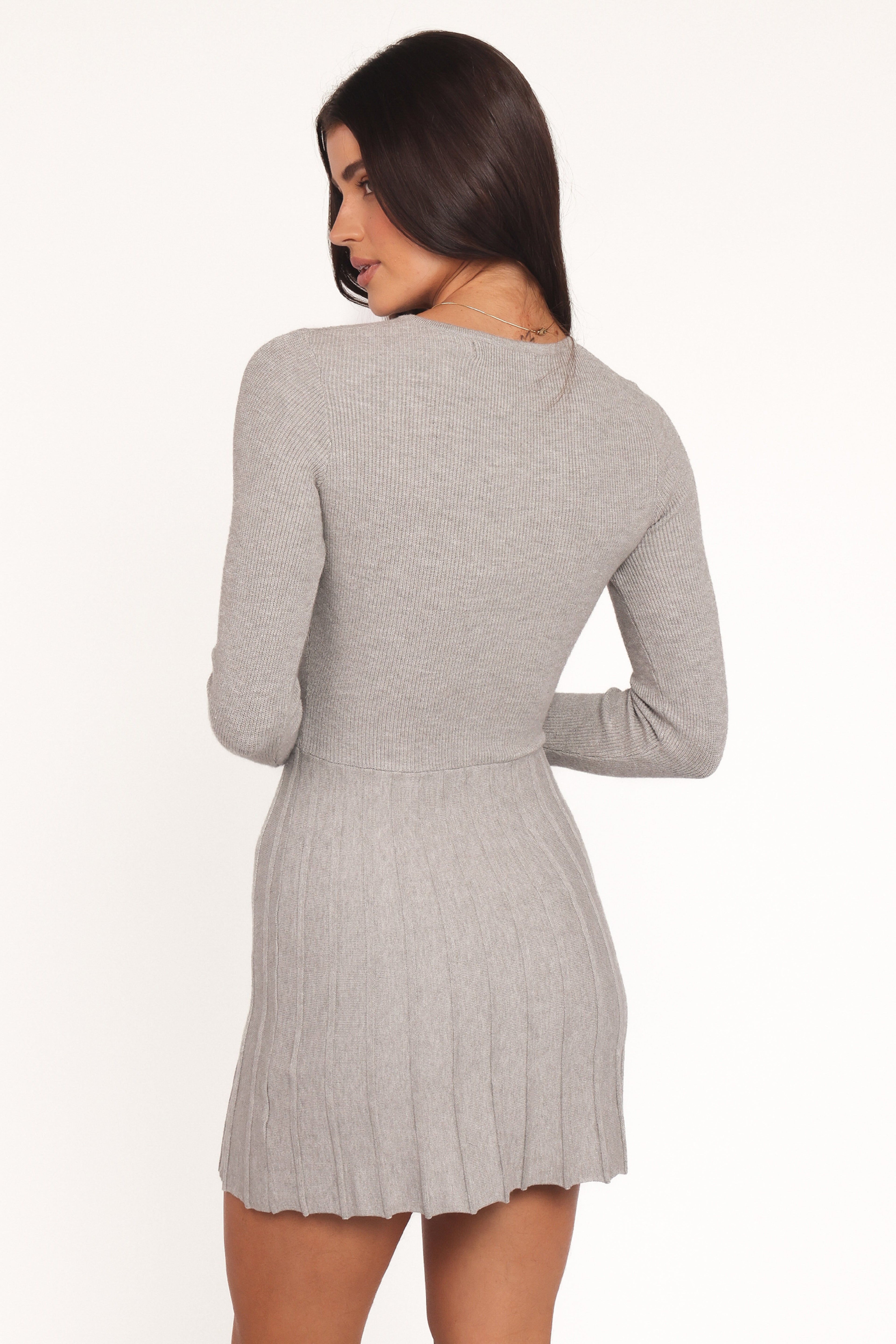 Darlina Long Sleeve Mini Dress - Heather Grey