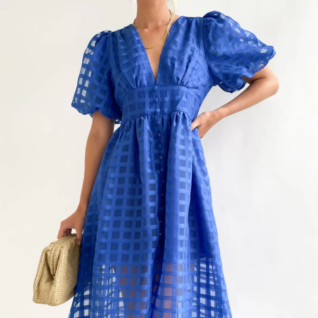 Duglam® Elara Linen‑Blend Midi Dress