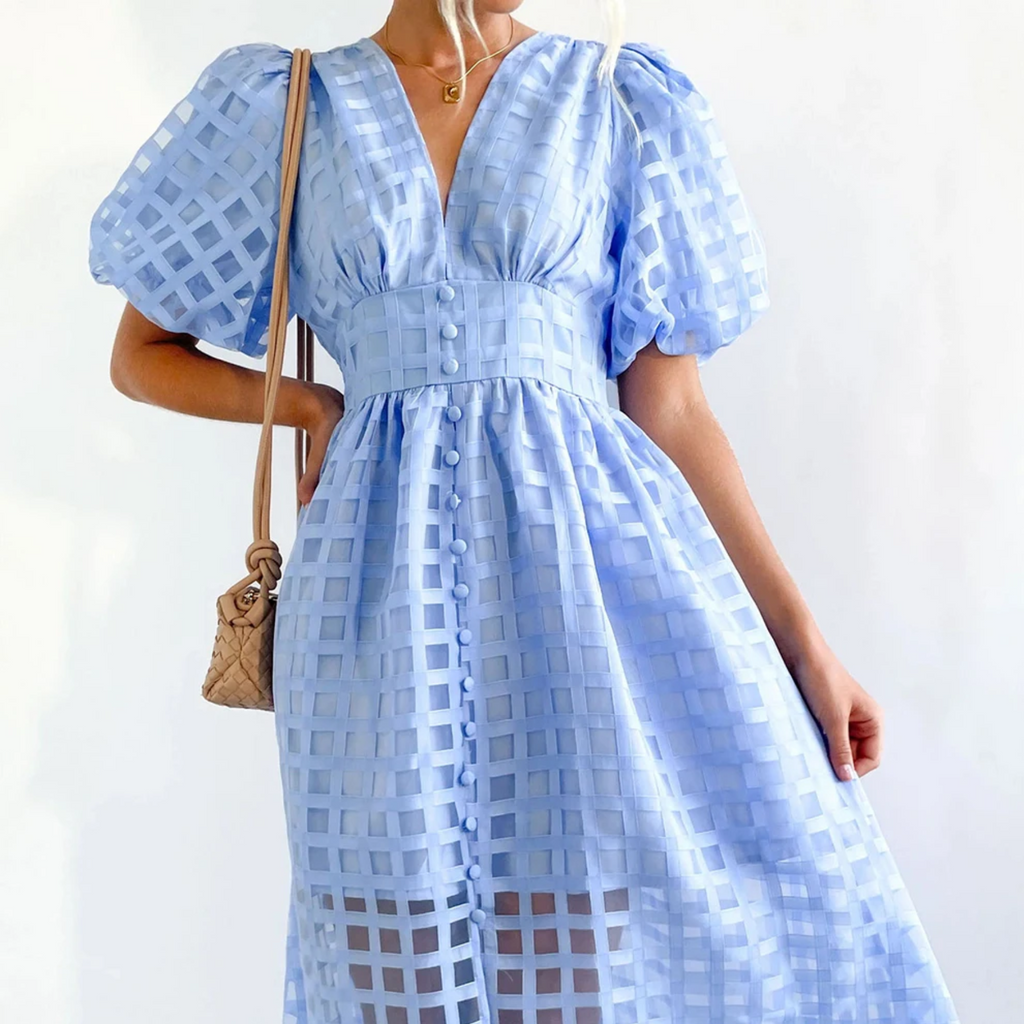 Duglam® Elara Linen‑Blend Midi Dress