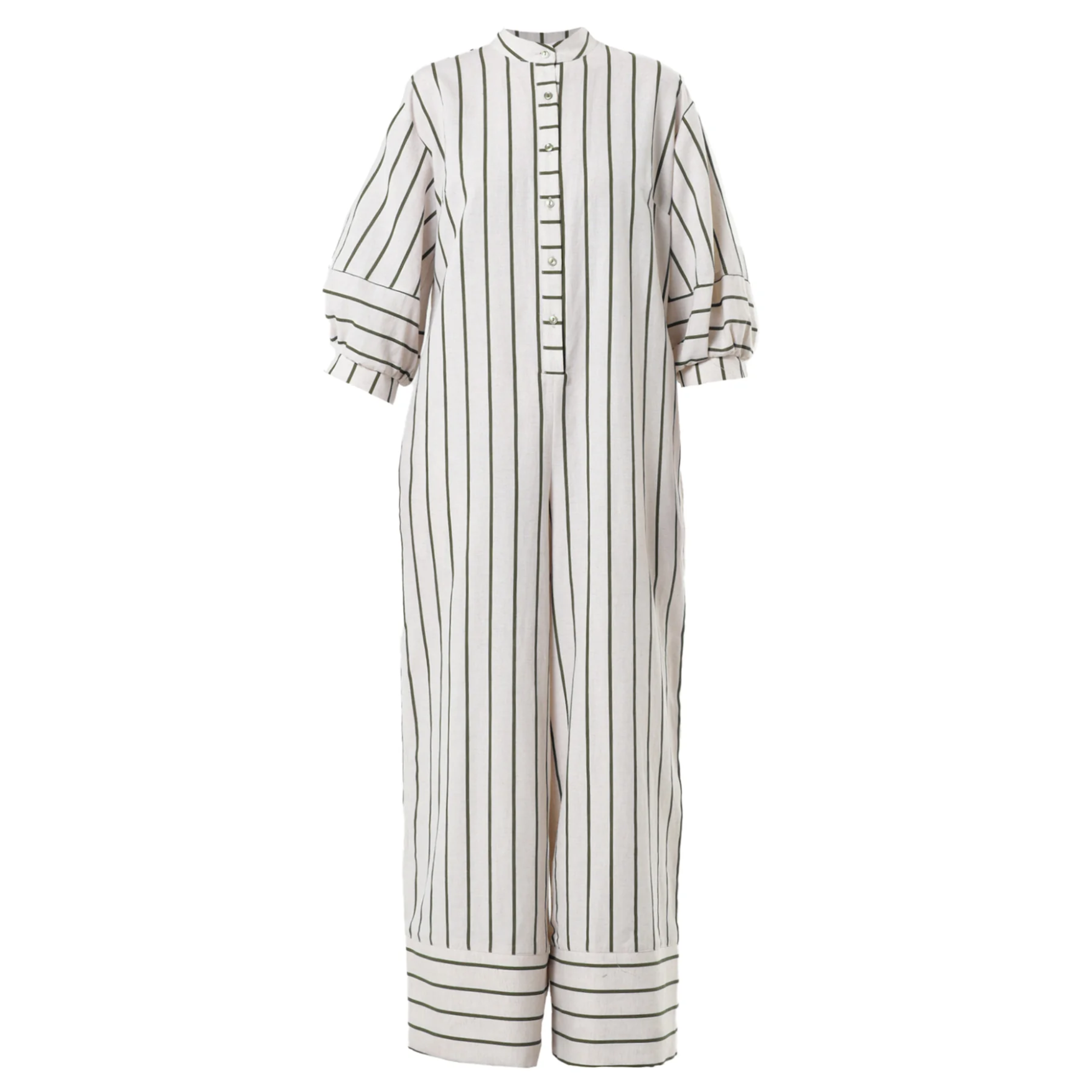 Duglam® Maxi Linen Jumpsuit – Khaki Stripes