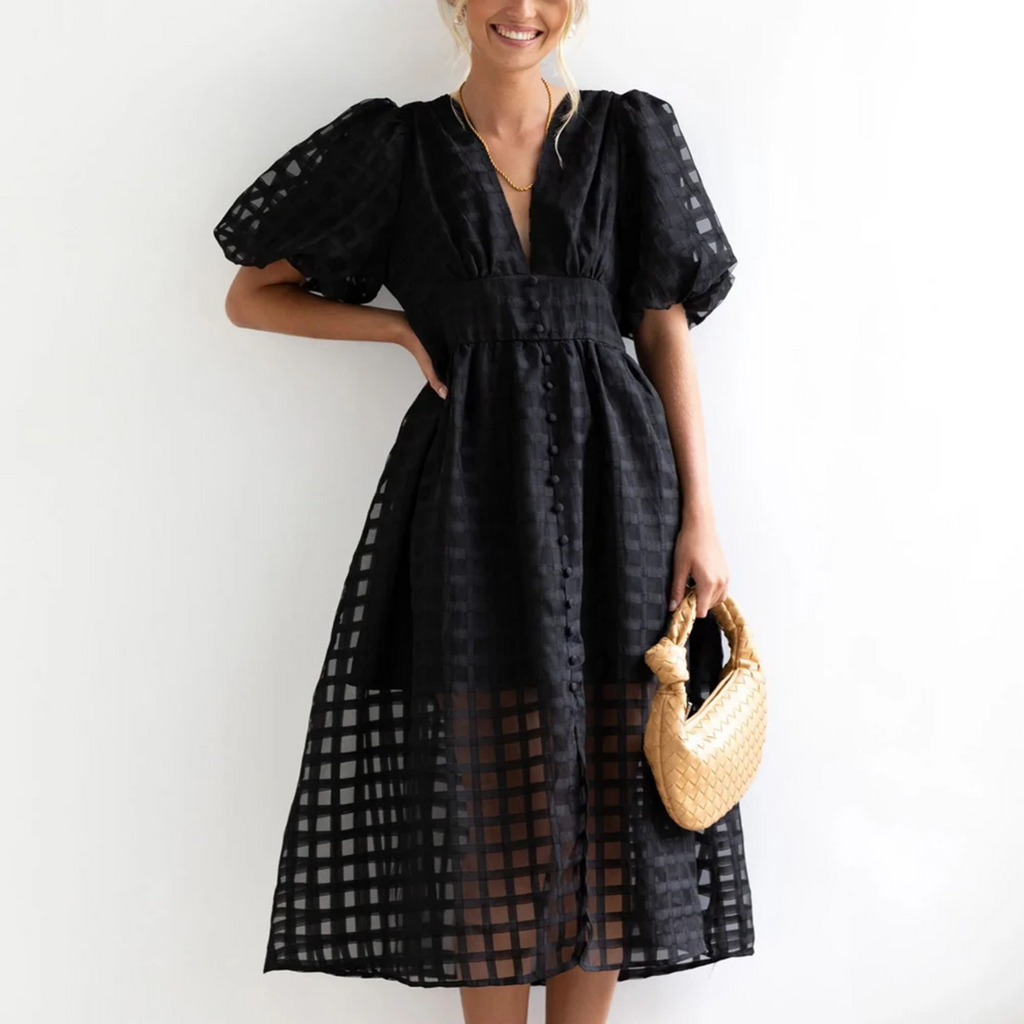 Duglam® Elara Linen‑Blend Midi Dress