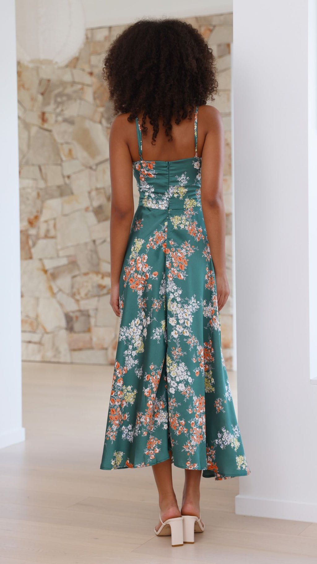 Midi Dress - Green Floral