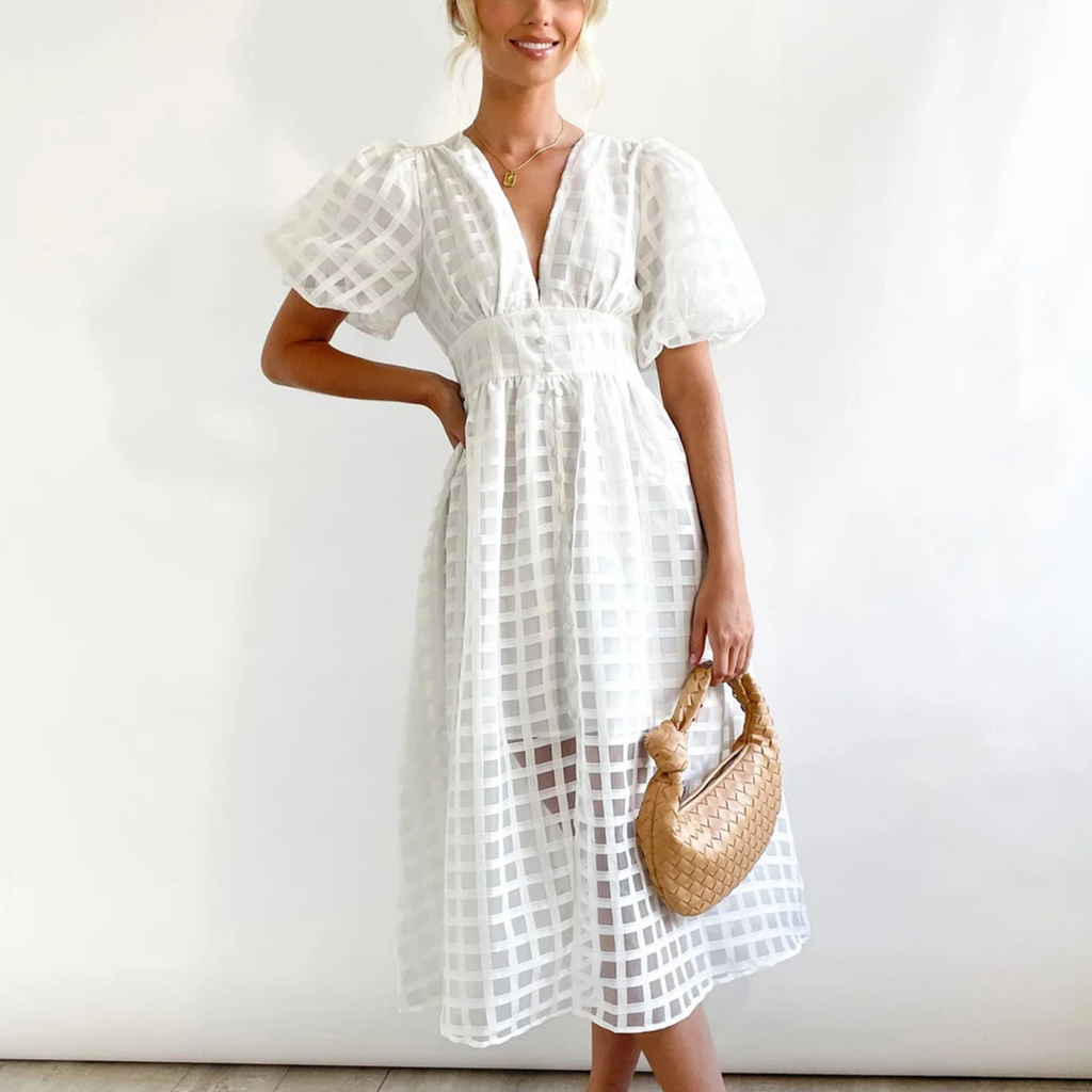 Duglam® Elara Linen‑Blend Midi Dress