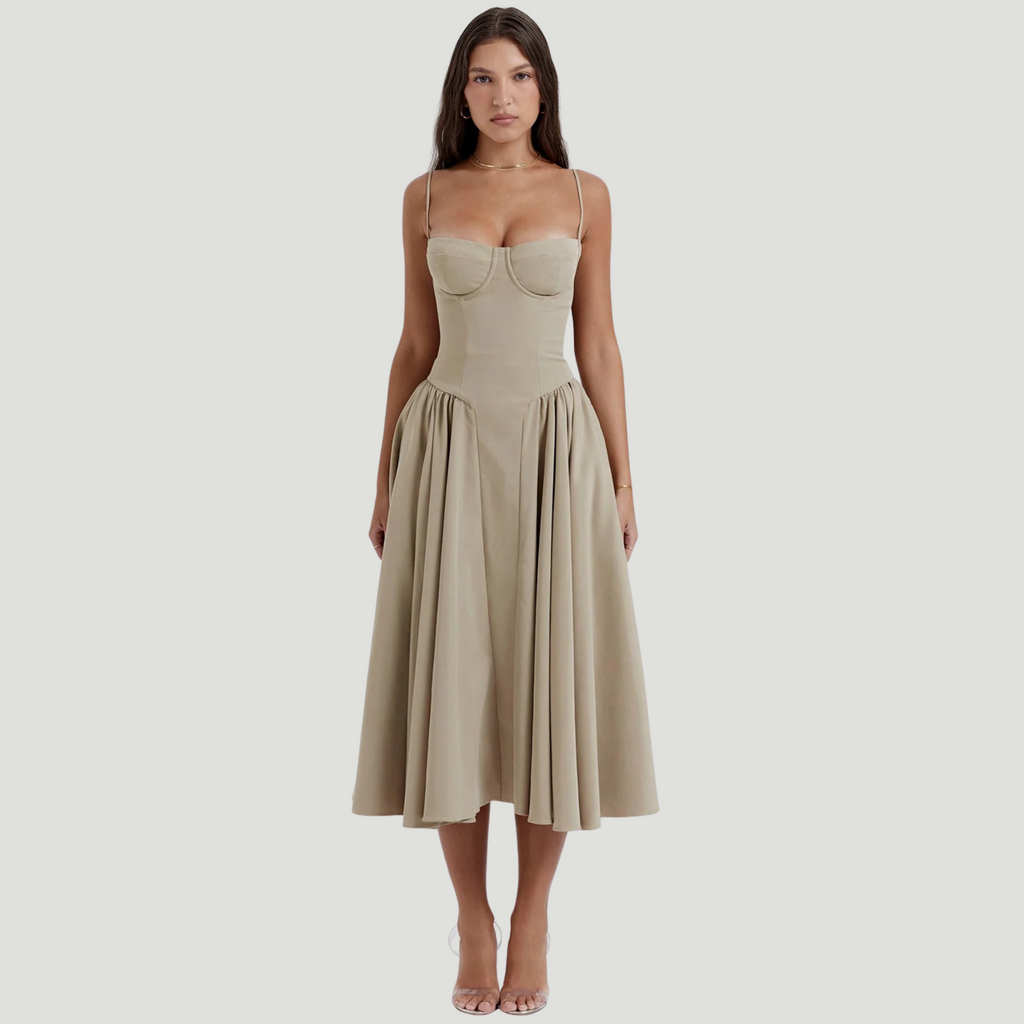 Duglam® Celeste Satin Corset Midi Dress