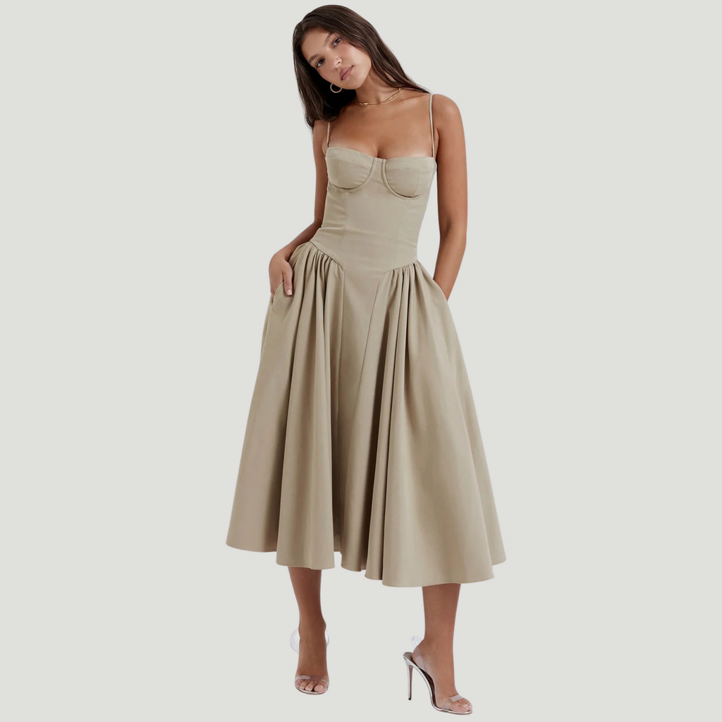 Duglam® Celeste Satin Corset Midi Dress