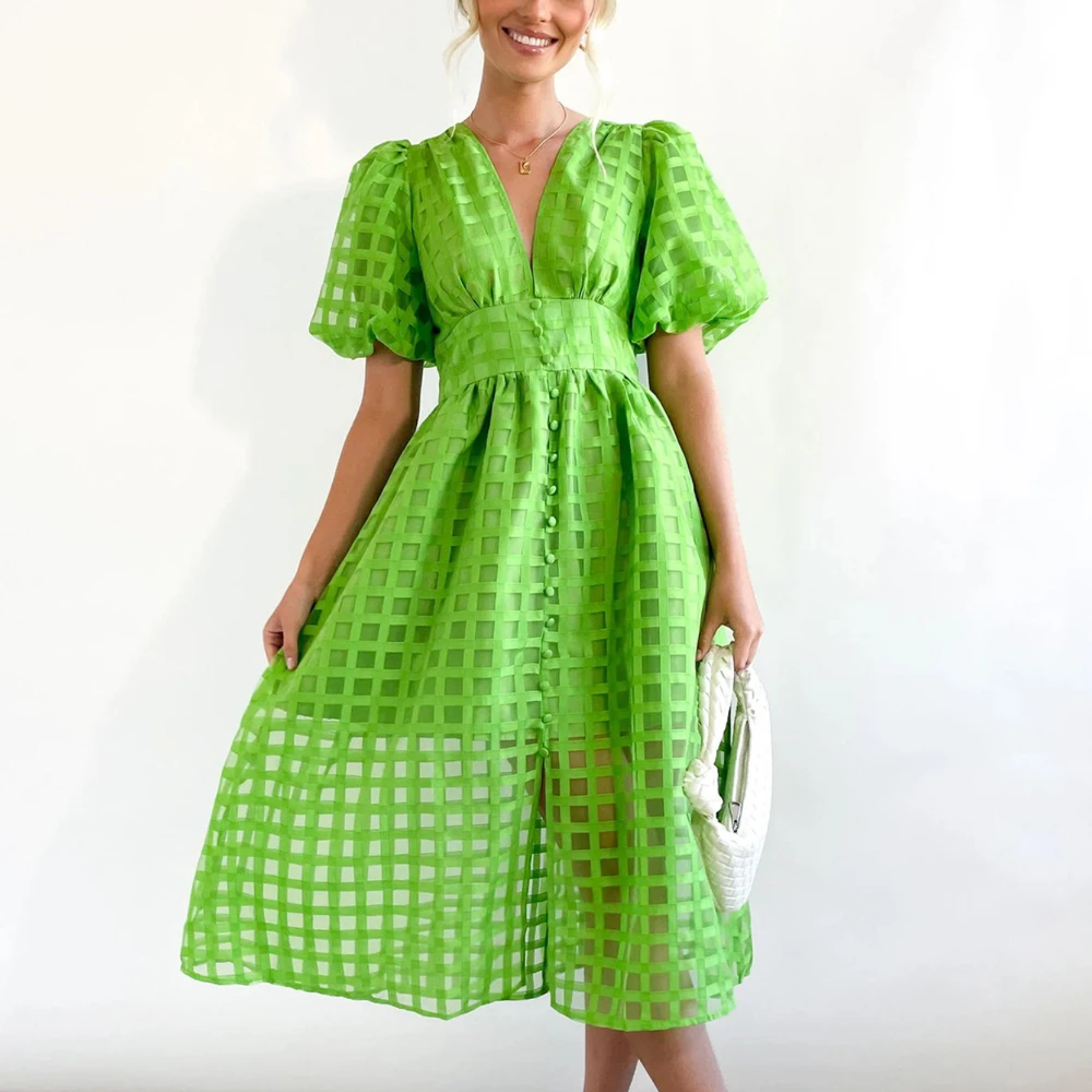 Duglam® Elara Linen‑Blend Midi Dress