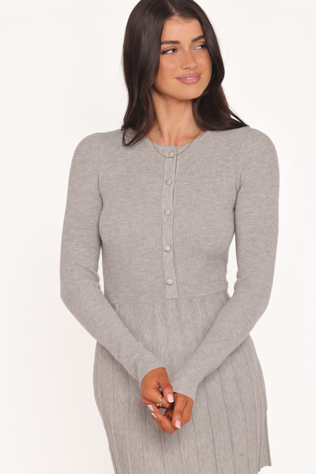 Darlina Long Sleeve Mini Dress - Heather Grey
