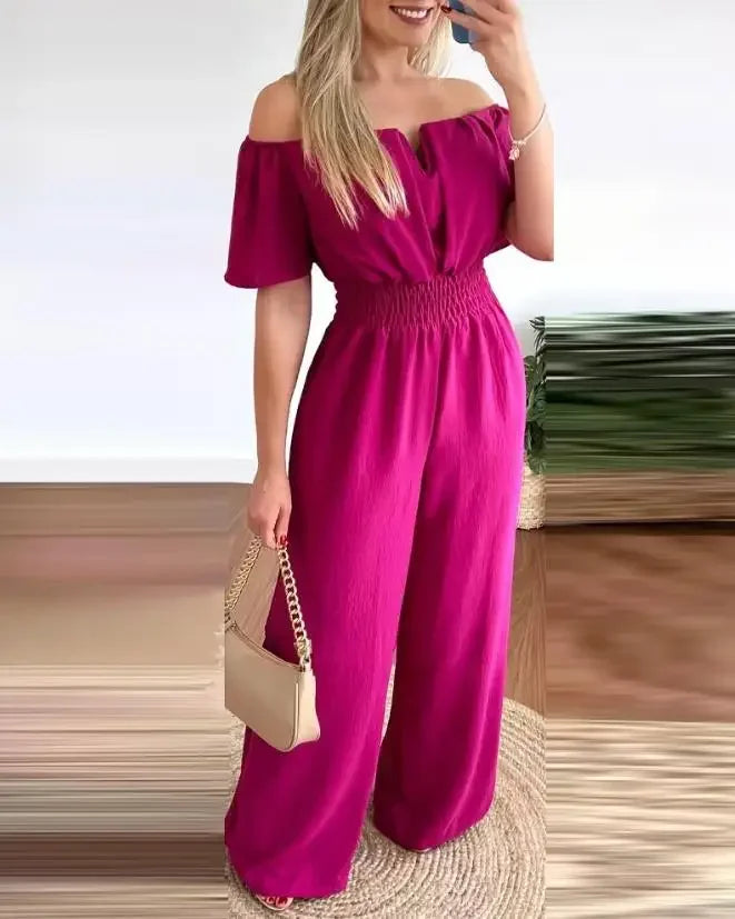 Off Shoulder Wide-Leg Jumpsuit 