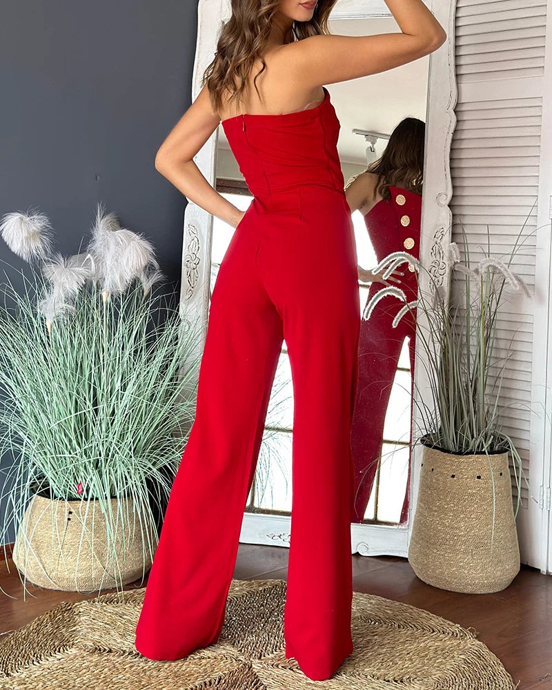 RFORX PANS Asymmetrical Strapless Jumpsuit