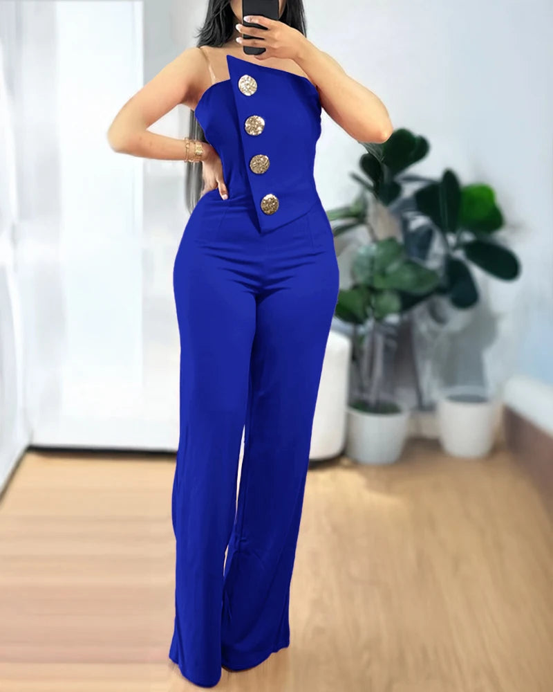 RFORX PANS Asymmetrical Strapless Jumpsuit