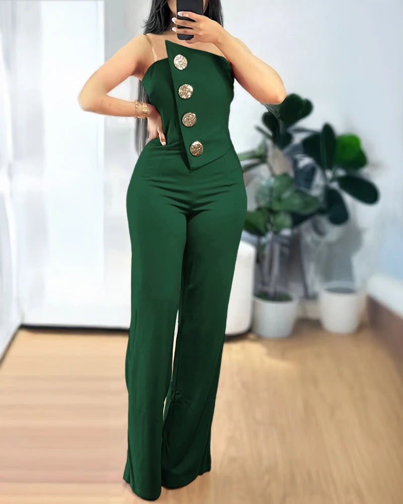 RFORX PANS Asymmetrical Strapless Jumpsuit