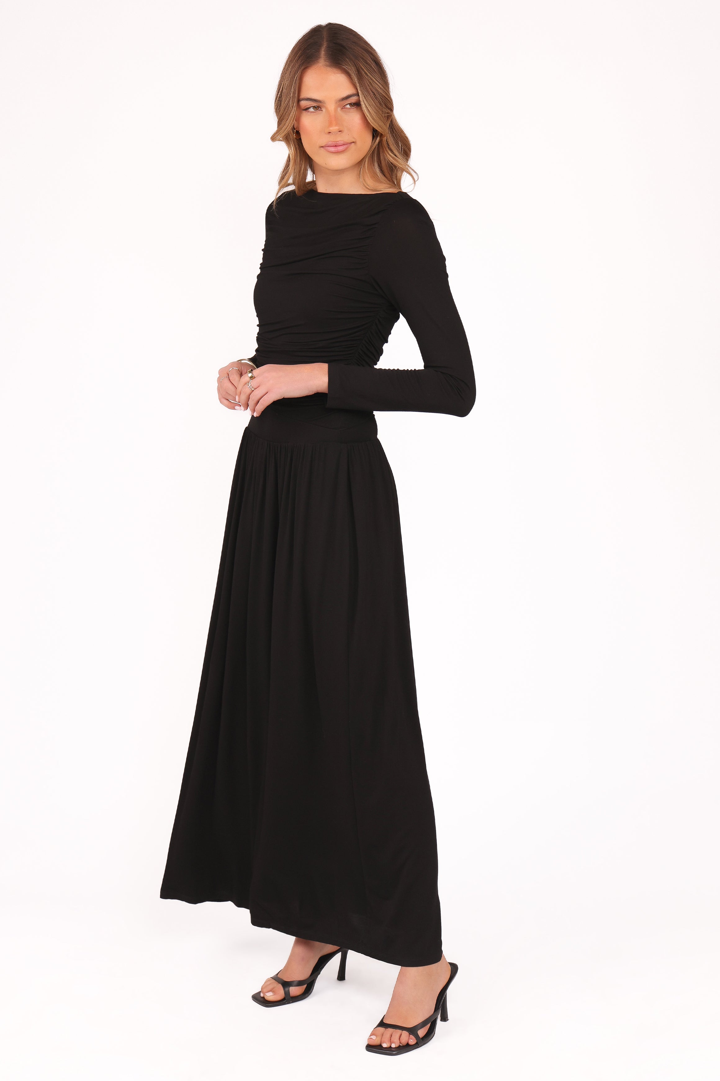Shirley Long Sleeve Maxi Dress - Black