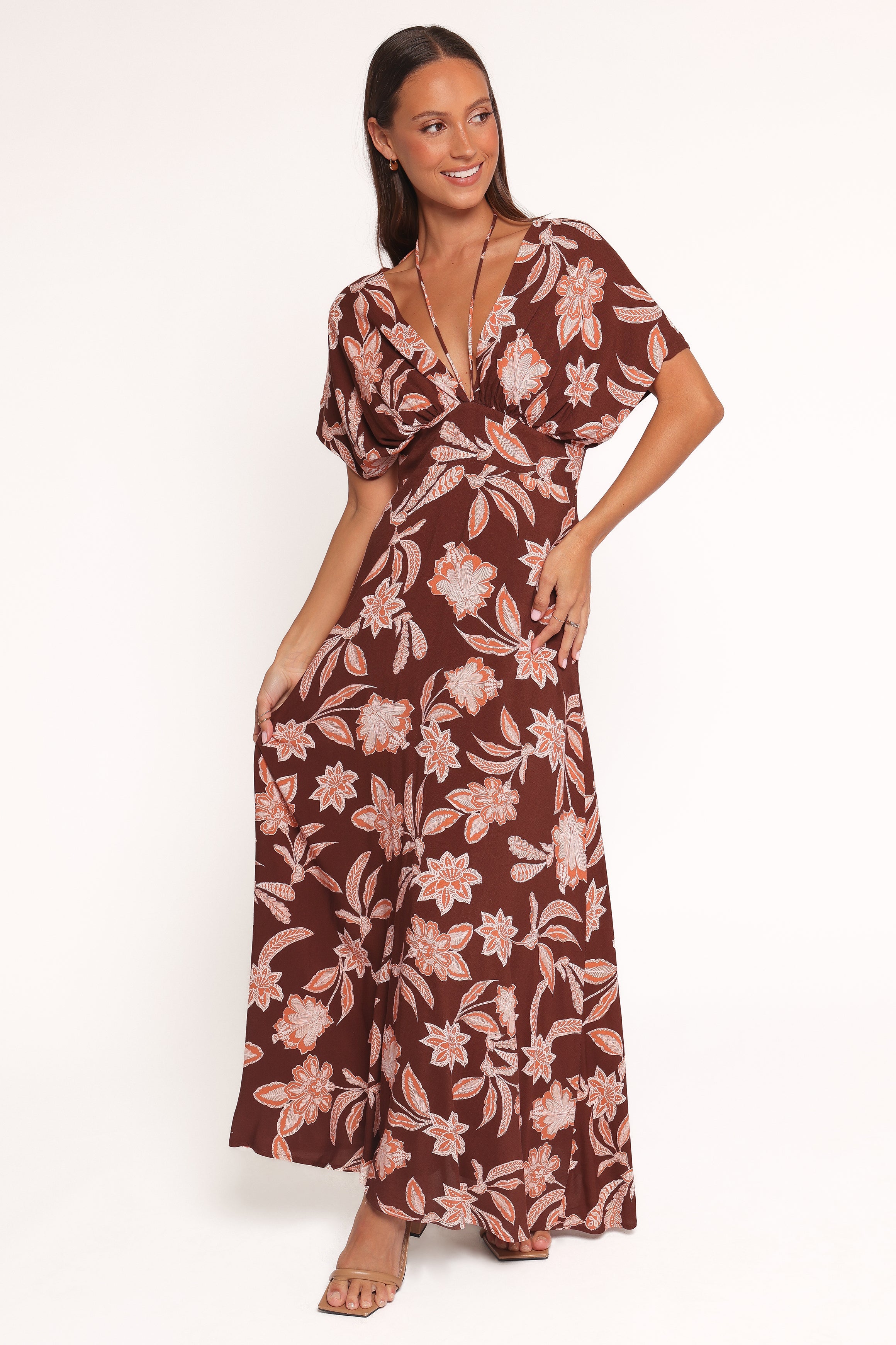 Yolande Midi Dress - Orange Floral